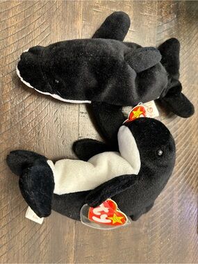 Ty Black and White Orca Plush Duo